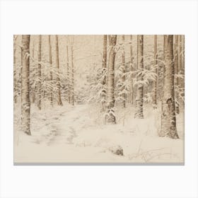 Neutral Winter Forest Sketch Canvas Print