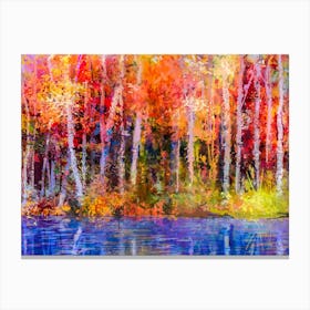 Autumn Trees By The Lake Canvas Print