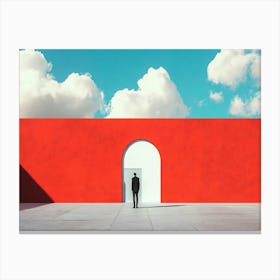 Abstract Man Standing In Front Of Red Wall Canvas Print