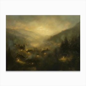 Village In The Fog Canvas Print