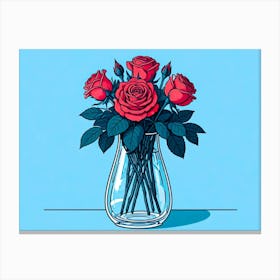 Red Roses In A Vase Canvas Print