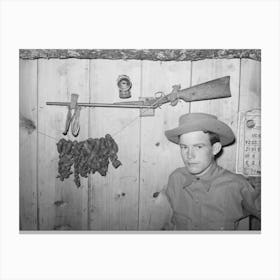 Son Of Agricultural Day Laborer With His Twenty Two Caliber Rifle And Home Cured Tobacco, Mcintosh County, Oklahoma Canvas Print