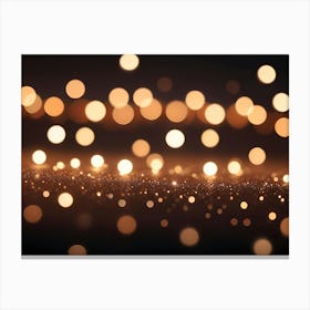 Abstract Bokeh Background With Warm, Golden Lights On A Black Background Canvas Print