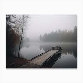 Foggy Morning At The Lake Canvas Print