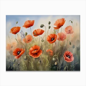 Vintage Poppies Oil Painting Canvas Print