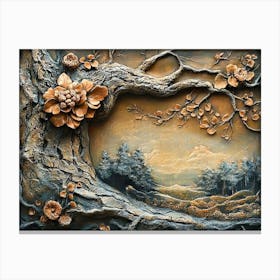 3d Painting Of Lifelike Tree And Woodland Beauty Of Natural Landscapes Canvas Print