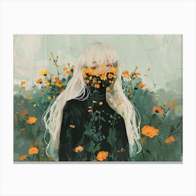 Girl In Flowers Canvas Print