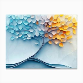 Floral Tree of Life. With Multicolor Leaves on Hanging Branches Canvas Print