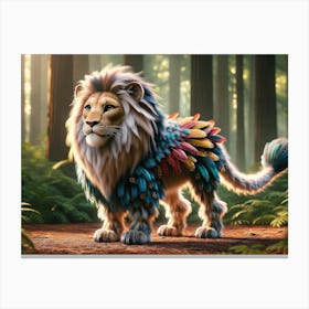 Feathered Roar Lion-Bird Fantasy Canvas Print