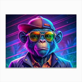 Cool Monkey With Sunglasses And Hat Canvas Print