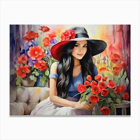 Girl Among Flowers 22 Canvas Print