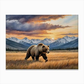 Lonesome Wild Grizzly Bear Canvas Print