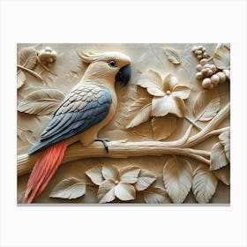 Parrot On A Branch Canvas Print