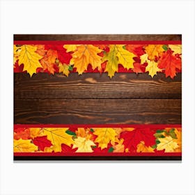 Banner Featuring A Seamless Pattern Of Oak And Maple Leaves Brilliant Shades Of Yellow And Orange E (5) Canvas Print