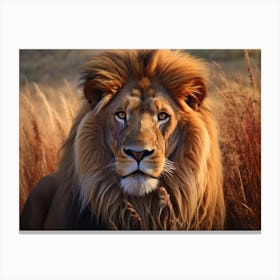 African Lion Close Up Realism 1 Canvas Print