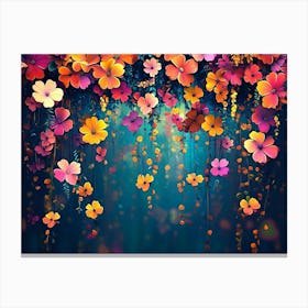 Elegant Colorful Vibrant Flower Hanging Branches Canvas Print