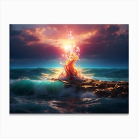Fire In The Ocean Canvas Print
