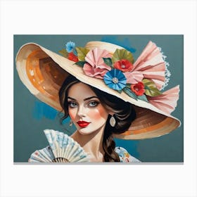 Hat And Fan 3 Canvas Print