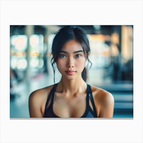 Asian Woman In Gym Canvas Print