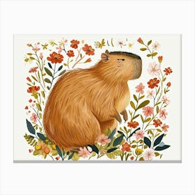 Little Floral Capybara 4 Canvas Print