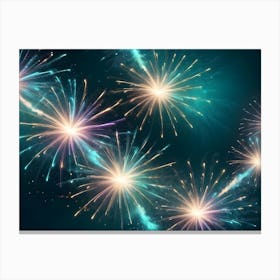 Abstract Image Of Fireworks Exploding In A Night Sky, Creating A Vibrant And Dynamic Display 2 Canvas Print