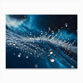 A Crown Shaped Splash Of Water Frozen In Motion Against A Dark Blue, Bokeh Background Canvas Print