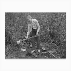 Filling Can With Water From Shallow Well On Farm Near Northome, Minnesota By Russell Lee Canvas Print