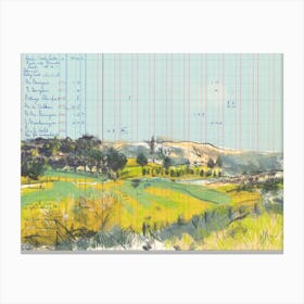 Borders Landscape On Ledger Paper Canvas Print