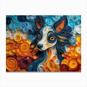 Chinese Crested Paper Quilling Dog Portrait Canvas Print