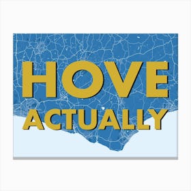 Hove Actually Blue Map Canvas Print