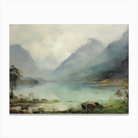 Blue Lake Oil Painting Canvas Print