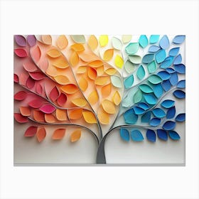 Vibrant 3d Tree Abstraction Colorful Leaves Adorn Elegant Branches Canvas Print