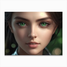 Short Cut With Green Eyes: A Girl With A Model Like Style Canvas Print