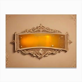 A Golden, Ornate Frame With A Blank, Translucent Panel In The Center Canvas Print