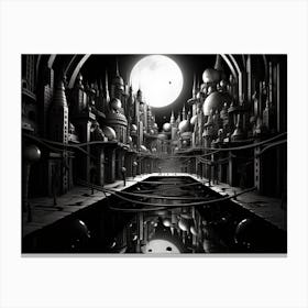 Parallel Universes Abstract Black And White 9 Canvas Print