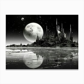 Interstellar Voyage Abstract Black And White 3 Canvas Print