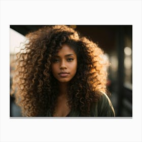 Young Woman With Curly Hair Canvas Print