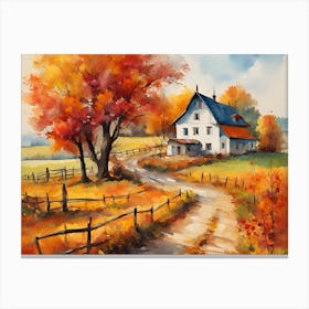 Autumn Landscape Farmhouse Canvas Print