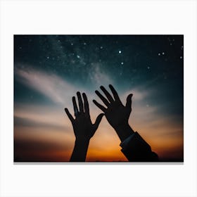 Couple Holding Hands In The Sky Canvas Print