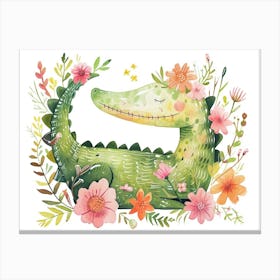 Little Floral Crocodile 2 Canvas Print