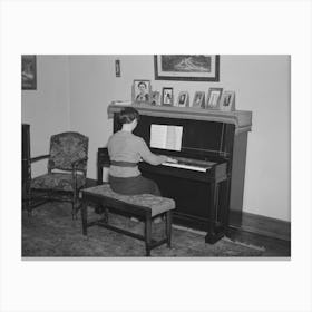Lois Madsen Playing The Piano In The Home Of Her Father, Harry Madsen, Owner Operator Of Three Hundred And Canvas Print