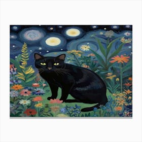 Black Cat van gogh 1 Canvas Print