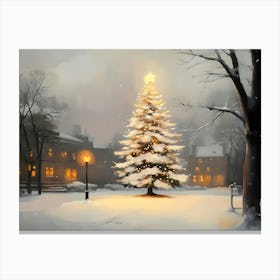 Christmas Tree In The Snow 4 Canvas Print