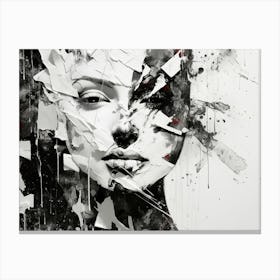 Fractured Identity Abstract Black And White 1 Canvas Print