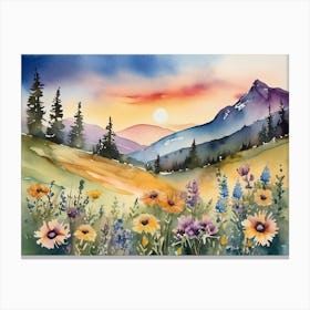 Watercolor Of Wildflowers Canvas Print