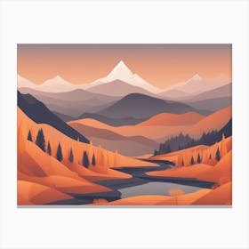 Misty mountains horizontal background in orange tone 109 Canvas Print