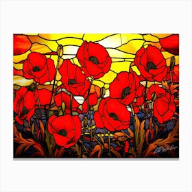 Red Poppy Stained Glass - November Canvas Print