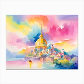 Watercolor Of A Castle Canvas Print