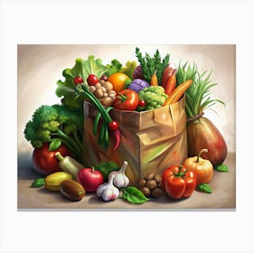 A Bag Full Of Fresh Vegetables Canvas Print