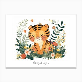 Little Floral Bengal Tiger 3 Poster Canvas Print